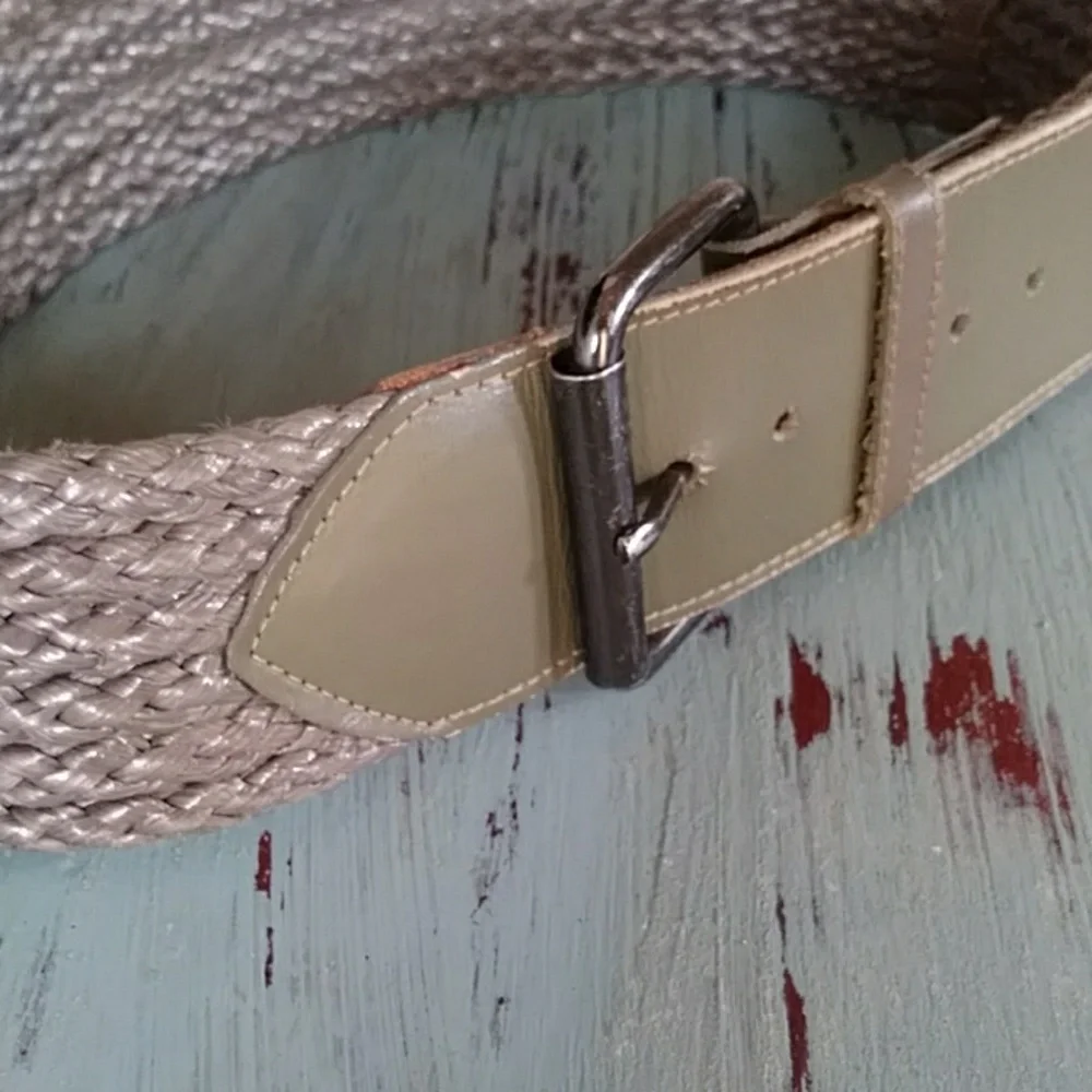 Leather and woven chord belt